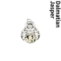 Silver plated Maitreya Buddha necklace pendant featuring natural Dalmatian Jasper stone - Dalmatian Jasper
