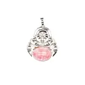 Maitreya Laughing Buddha pendant necklace featuring a watermelon red natural stone inlay - Watermelon red