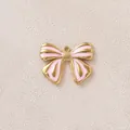 Vergoldeter rosa Emaille-Schleifenanhänger für DIY-Schmuckherstellung, handgefertigt - Kurzer Bogen Stil / 3er-Pack / Rosa