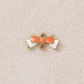 Orange-weißer Emaille-Schleifen-Anhänger mit vergoldetem Edelstahlrahmen für DIY - Schleife / 3er-Pack / Orange-Weiß