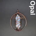 Handmade copper wire wrapped Tree of Life pendant with Opalite hexagonal crystal point - Opal (Rose Gold)