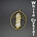Handmade golden wire wrapped tree of life pendant with clear quartz hexagonal crystal - Clear Quartz (Gold)