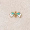 Blau-weißer Emaille-Schleifenanhänger mit Goldbeschichtung für DIY-Schmuckherstellung - Blau Weiß Schleife