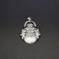 Traditional laughing Buddha pendant with natural white howlite gemstone in silver tone - Howlite