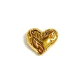 Ciondolo a cuore in acciaio inossidabile placcato oro per gioielli fai da te - Cuore a Trama 3D (HY-347)