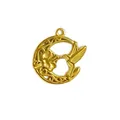 18K gold plated stainless steel hummingbird and flower pendant for DIY jewelry making - Hummingbird Floral Style (HY-990)