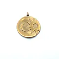 18K gold plated stainless steel circular sun and moon pendant charm for DIY jewelry making - 1 Piece (26.5x22.85x2.02mm)