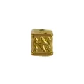 Gold plated stainless steel cube bead with embossed Six Character Mantra for DIY craft - Mantra Cube Loose Bead (HY-338)