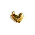 Ciondolo a cuore in acciaio inossidabile placcato oro per gioielli fai da te - Pendaglio a cuore pieno lucido (HY-977)