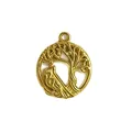 Gold plated stainless steel tree of life pendant featuring an intricate bird design. - Tree of Life with Bird (HY-1024)