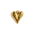 Ciondolo a cuore in acciaio inossidabile dorato lucido per creazione gioielli DIY. - Accessorio a cuore gonfio pieno e rotondo (HY-1002)