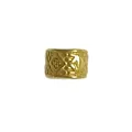 Gold plated stainless steel Buddhist mantra barrel beads for DIY jewelry projects - Six-Word Mantra Hollow Barrel Bead (HY-46) / Gold
