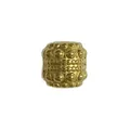Gold-plated stainless steel barrel bead featuring embossed Six-Syllable Mantra for DIY jewelry - Six-Word Mantra Thick Barrel Bead (HY-48) / Gold
