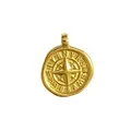 18K gold plated stainless steel compass star coin pendant for DIY jewelry making. - Compass Wax Seal Style (HY-835)