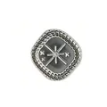 Silver-tone stainless steel square charm with starburst motif and rope border - Octagonal Star Compass Square (HY-845)
