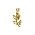 Golden stainless steel leaf pendant charm with detailed veins for DIY jewelry making - Slender Leaf Style (HY-569)