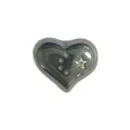 Ciondolo a cuore in acciaio inossidabile argento con stelle incise per creazione gioielli - Cuore con Stella Incisa (HY-142)
