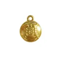 18K gold plated stainless steel baseball pendant with number 8 for DIY jewelry - Number 8 Ball Texture Style (HY-874)