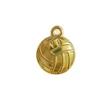 Gold plated stainless steel volleyball charm pendant for DIY necklace and jewelry making - Volleyball VB Shape Style (HY-875)