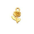 Elegant gold-plated stainless steel rose flower and leaf pendant for DIY jewelry making - Rose and Leaf Combo (HY-585)