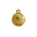 Gold-plated stainless steel basketball charm pendant with LOPES engraving for DIY jewelry - Basketball LOPES Shape Style (HY-876)