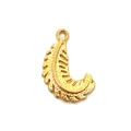 Elegant gold-plated stainless steel curved leaf pendant for DIY jewelry and crafts - Natural Leaf Style (HY-604)