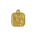 Elegant stainless steel 18K gold plated square pendant with embossed rose floral motif - Rose Embossed Square Style (HY-913)