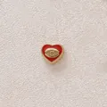 Red heart enamel pendant with a golden evil eye charm for DIY jewelry making projects - Heart / Red