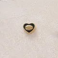 Exquisite heart-shaped gold-plated pendant with black enamel inlay and evil eye design - Heart / Black