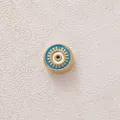 Gold plated stainless steel evil eye charm bead for DIY jewelry making - Round Evil Eye / Blue