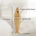 Goldener Fisch-Anhänger aus Edelstahl mit 3-lagiger Vergoldung für DIY-Schmuckherstellung - Goldener kleiner Fisch / 5*1.5cm / Gold