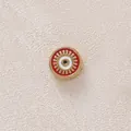 Exquisite red enamel Evil Eye charm bead in gold-plated stainless steel for DIY jewelry making - Round Evil Eye / Red