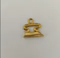 Miniature vintage gold iron charm pendant for DIY necklace and bracelet jewelry making - Electric Iron Style (HY-609) / 18.45x17.25x2.05mm