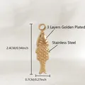 Vergoldeter Edelstahl Fisch Anhänger mit Streifen für DIY Schmuckherstellung Zubehör - Goldener kleiner Fisch / 2.4*0.7cm / Gold