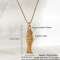Collana con ciondolo a forma di pesce in acciaio inossidabile dorato con misure - Stile Pesce Aerodinamico (NAG12-9) / Collana (3.3*0.9cm)