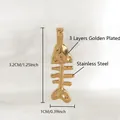 Anhänger Fischgräte aus Edelstahl in Goldoptik für DIY-Schmuckherstellung - Fischgräte / 3.2*1cm / Gold