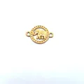 18K gold plated stainless steel elephant charm connector for DIY jewelry making - Round Elephant Style (HY-565) / Gold