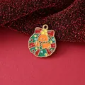 Weihnachten Lebkuchenmann Kranz Emaille Anhänger 18K vergoldeter Edelstahl Schmuck - Lebkuchenmann Kranz / 21.4mmx17.5mmx1.7mm
