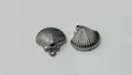 Handmade polished stainless steel scallop shell pendant for DIY jewelry making projects - 16.4x15.45x5.02mm