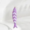 Cartoon lila gestreifter Fisch-Emaille-Anhänger für DIY-Halsketten und Armbänder - Gestreifter Fisch / Lila-Weiß Gestreift