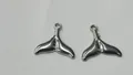 Paar polierte Walflossen-Anhänger aus Edelstahl für DIY-Schmuckherstellung - Fischschwanz (HY-521) / 25.75*25*2.65mm / Silber