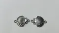 Two pieces of silver stainless steel shell-shaped connector charms for DIY jewelry making - 17.05x12.85x2.3mm