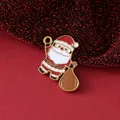 Detaillierter 18K vergoldeter Weihnachtsmann-Emaille-Anhänger für DIY-Weihnachtsschmuck - Weihnachtsmann (Tasche haltend) / 28.4mmx19mmx1.7mm