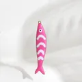Lebhafter rosa-weiß gestreifter Fisch-Emaille-Anhänger für DIY-Halsketten und Armbänder - Gestreifter Fisch / Dunkelrosa Weiß Gestreift