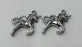 Two silver-colored stainless steel unicorn charms for DIY necklace and bracelet jewelry - 24.9x22x4.2mm