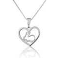 Elegante silberne Herzkette mit Hasendesign und funkelnden Zirkonia-Steinen für Damen - Goldenes Halsketten-Set / Kaninchen