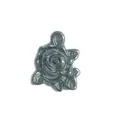 Elegant dark grey stainless steel rose flower pendant with leaves for DIY jewelry - Rose Head with Leaf Style (HY-903)