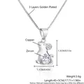 Silberne Maus-Halskette mit herzförmigem Zirkon und 45 cm verstellbarer Kette für Damen - Maus / Halskette mit Anhänger / Gold