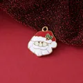 Cute Santa Claus red enamel charm with gold plating for Christmas DIY jewelry craft - Santa Face Circle / 23mmx20.5mmx2.3mm