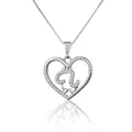 Exquisite silver stainless steel heart necklace with a zircon-encrusted zodiac animal pendant - Dragon